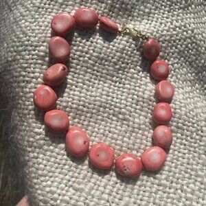 Kenneth J Lane Salmon Pink Coral Chunky Knotted Necklace 15" Beach Boho Preppy